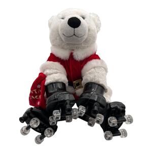 Build A Bear 2013 Plush White 12" Polar Bear W Santa Outfit, Bag, Roller Skate‎